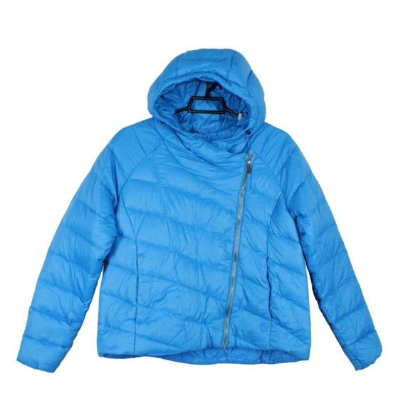 LL Bean Boundless Down Puffer Hooded Jacket Quilted Blue Size L Pet - Picture 1 of 9